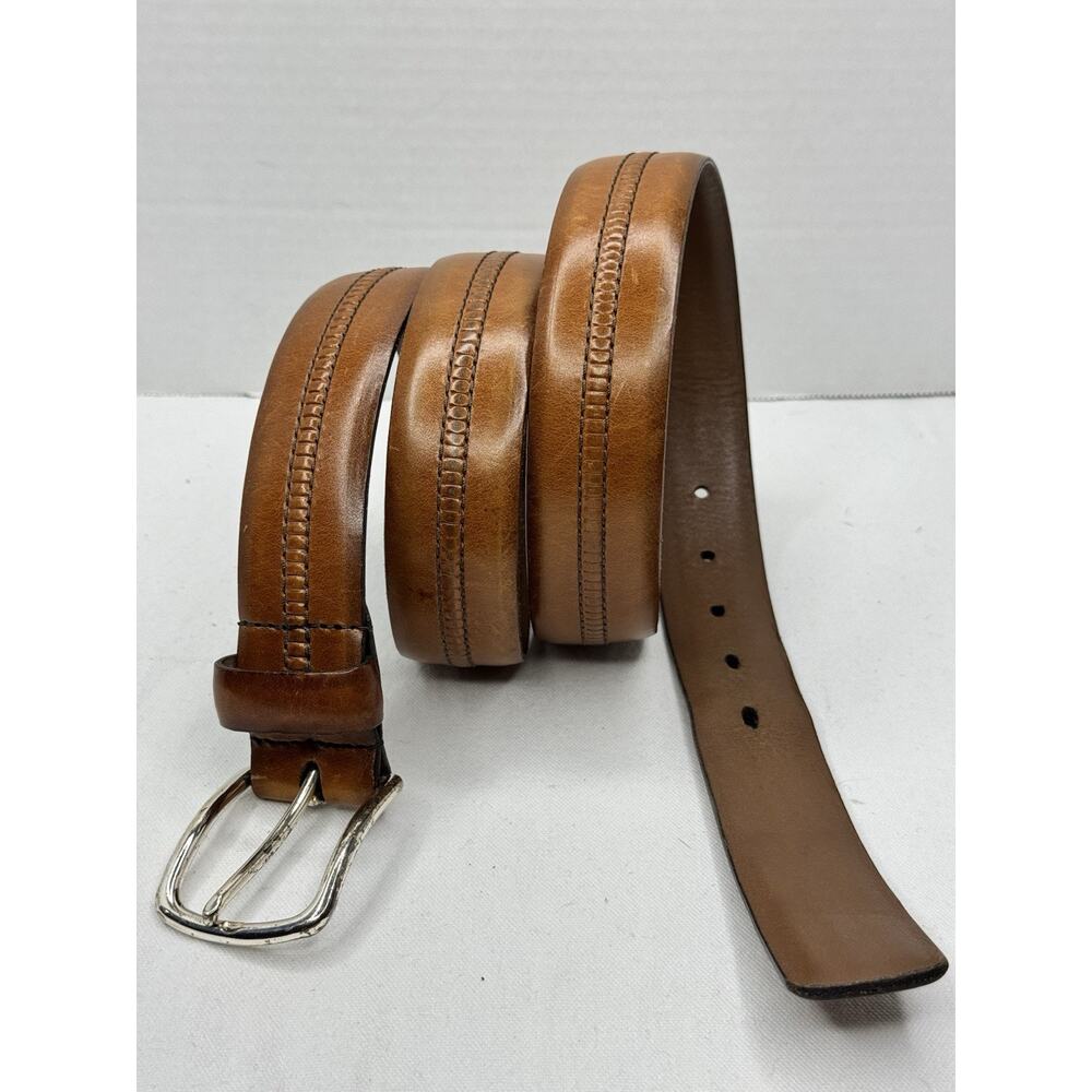 Allen Edmonds Tan Brown Leather Basic Dress Belt 42 Handmade In USA